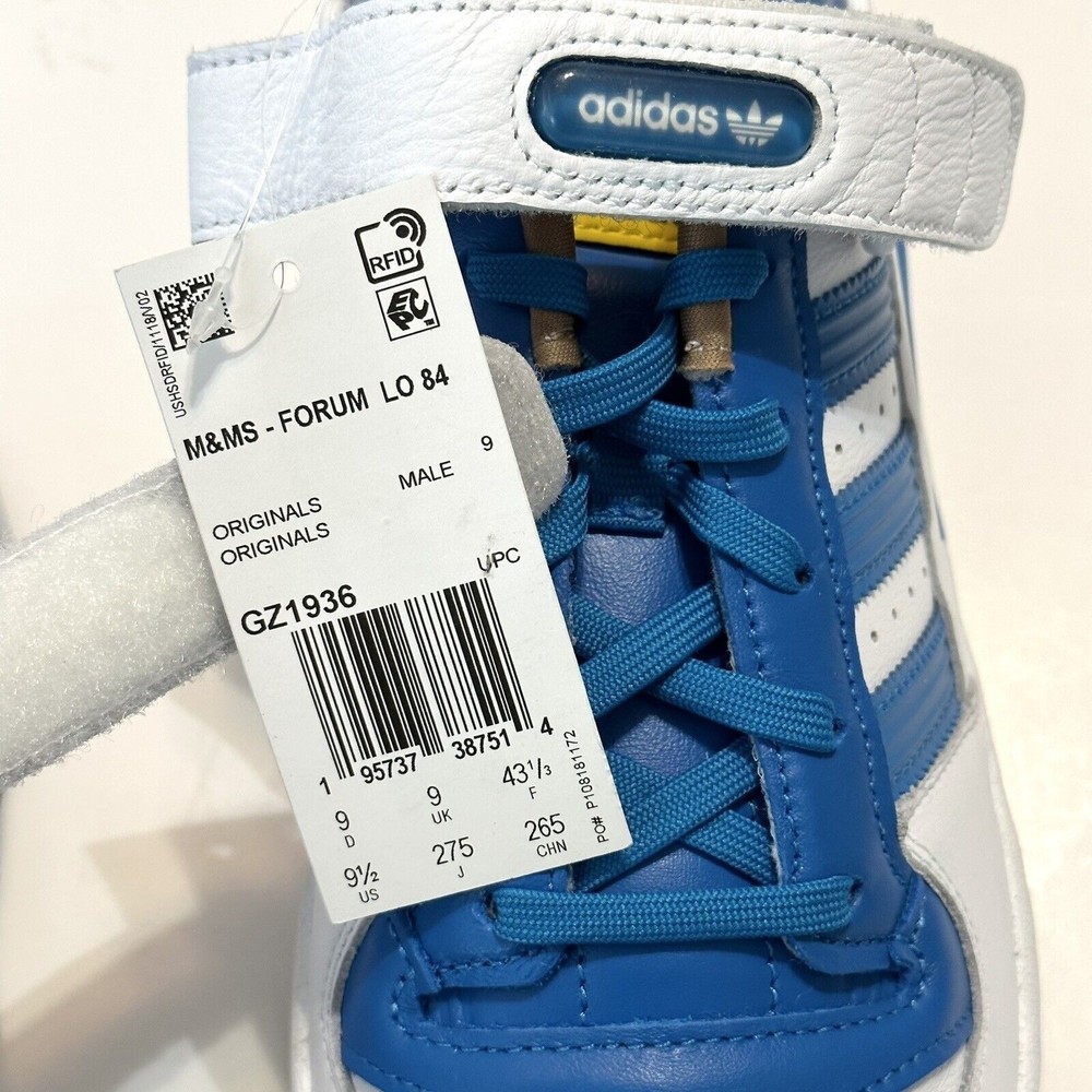 Adidas M&M's Brand Forum Low 84 Shoes Mens Size 9.5 Blue White EQT Yellow GZ1936 - Picture 6 of 11